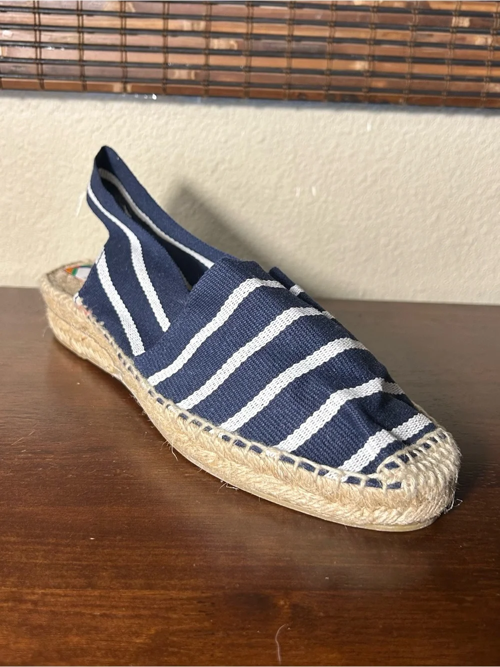 Alpargatus Shoes Size 41 US 10 Navy Stripe Espadrille Canvas Slingback